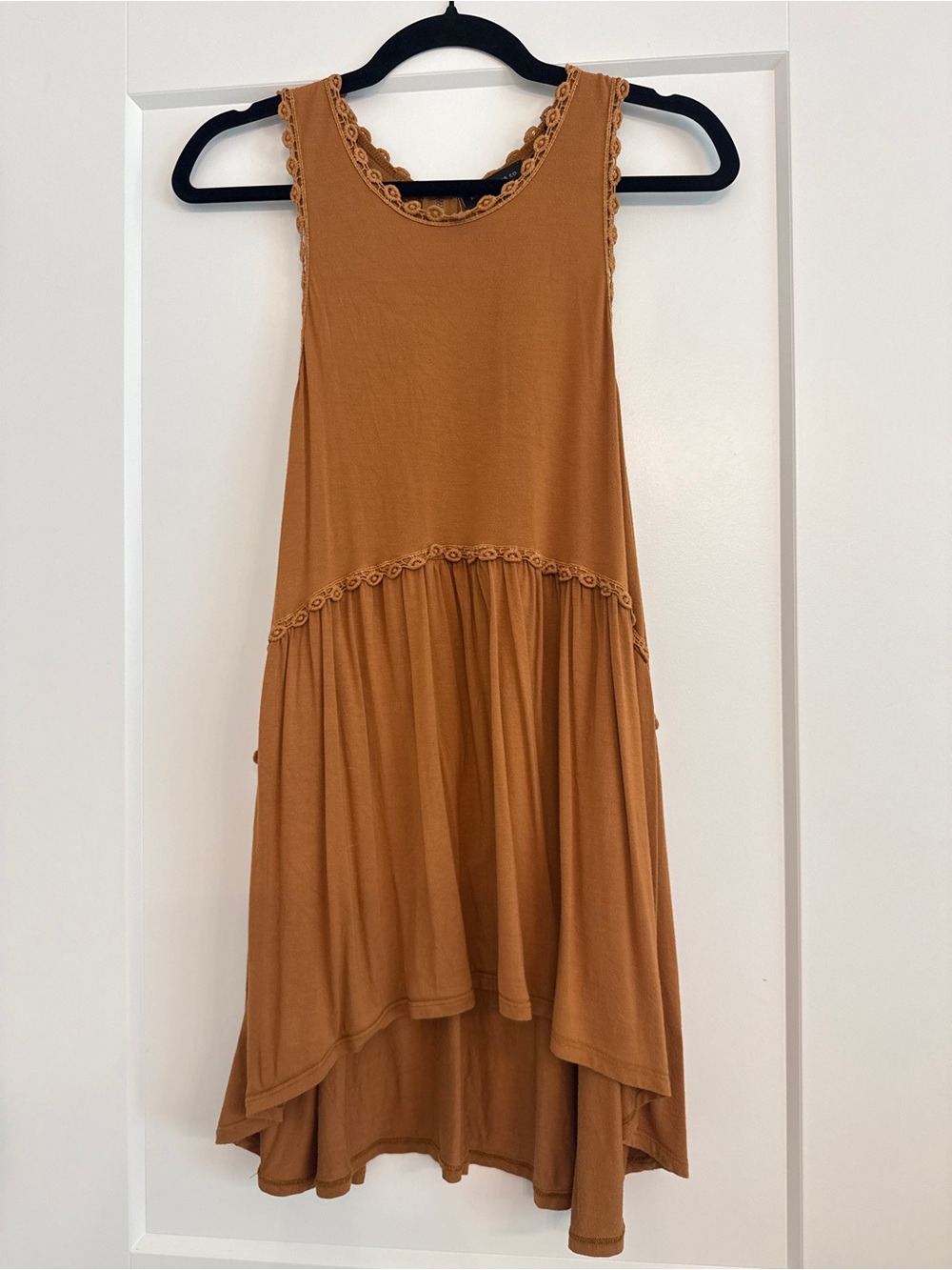 Silver Jeans Co Rust Lace Trim High Low Tunic Top Size M
